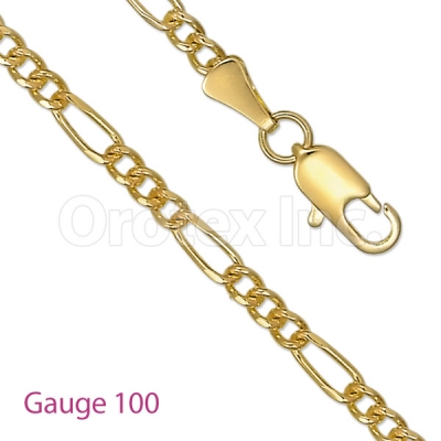 GFC1-9 Gold Layered Figaro 3+1 Chain Gauge 100