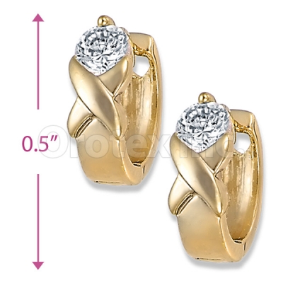 Orotex Gold Layered Fancy CZ Huggies Earrings