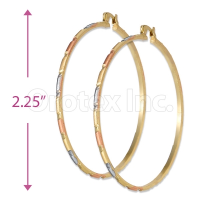 2mm Indian Gold Plated Tri-Color Hoop Earrings