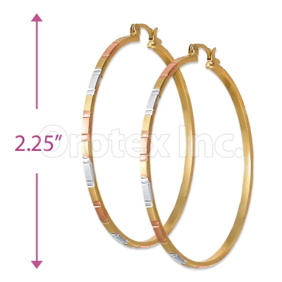 3mm Indian Gold Plated Tri-Color Hoop Earrings