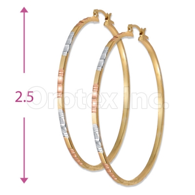 3mm Indian Gold Plated Tri-Color Hoop Earrings