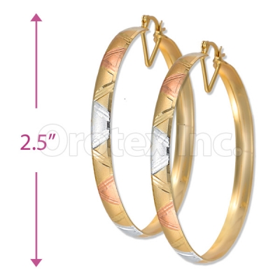 6mm Indian Gold Plated Tri-color Bangle Earrings