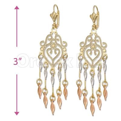 Orotex Gold Layered Tri-color Chandelier Earrings