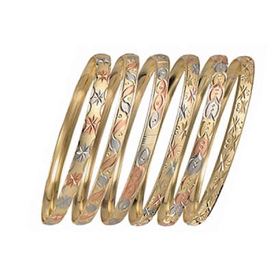 6mm Gold Plated Indian Tri-Color Semanario Bangle