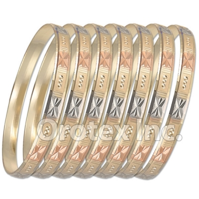 6mm Diamond Cut Tri-color Semanario Bangle