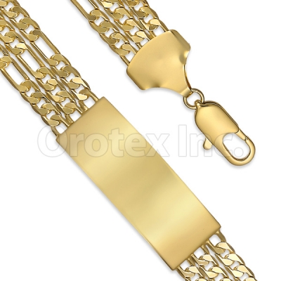 GFQB32-21 Gold Layered 3+1 Figaro Bracelet