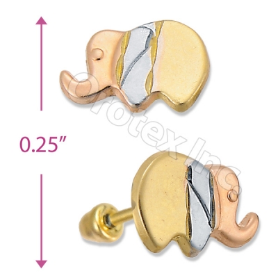 Orotex Gold Layered Tri-color Stud Earring