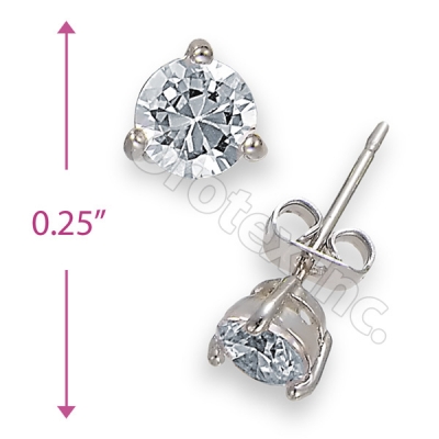 Orotex Silver Layered Round Stud CZ Earring