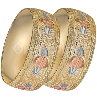 GLG1-24-F 25mm Indian Gold Plated Tri-color Diamond Cut Bangle