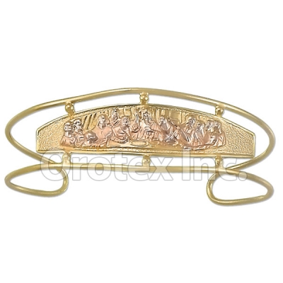 Orotex Gold Layered Tri-color Last Supper Cuff Bangle