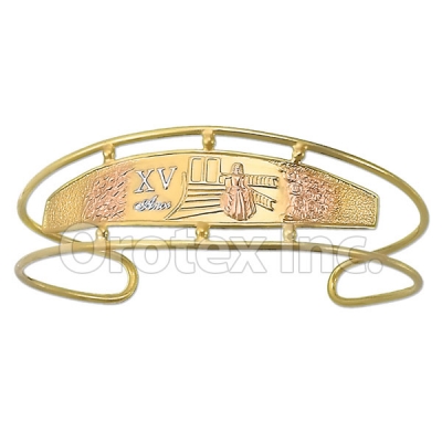 Orotex Gold Layered Tri-color Quinceanera Cuff Bangle