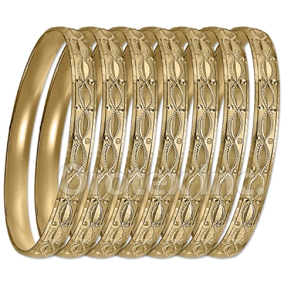 GLG1-52BG   6mm Gold Plated Laser Cut  Semanario Bangle