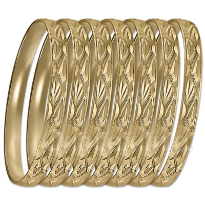 GLG1-52DG   6mm Gold Plated Laser Cut  Semanario Bangle