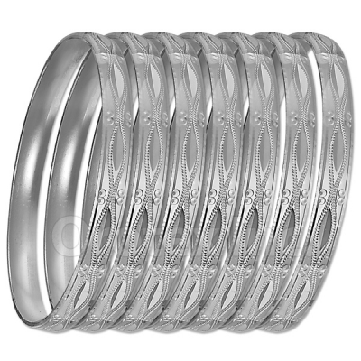 GLG1-52ES  6mm Silver Plated Laser Cut  Semanario Bangle