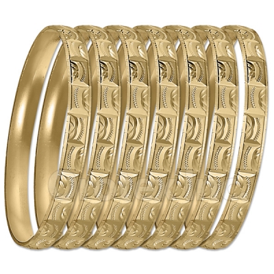 GLG1-52FG   6mm Gold Plated Laser Cut  Semanario Bangle