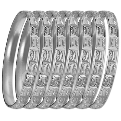 GLG1-52FS  6mm Silver Plated Laser Cut  Semanario Bangle