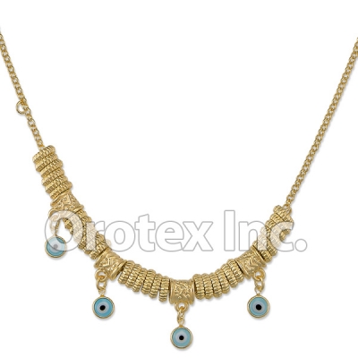 N011 Gold Layered Blue Eye Necklace